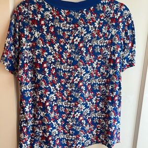 Rag & Bone flower blouse with edgy ribbed collar, brand new never worn !